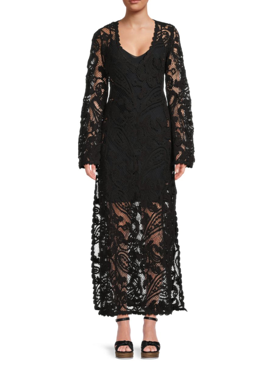 Платье-макси с кружевом пейсли Hemant & Nandita, черный
Платье-макси с кружевом пейсли Hemant & Nandita, черный