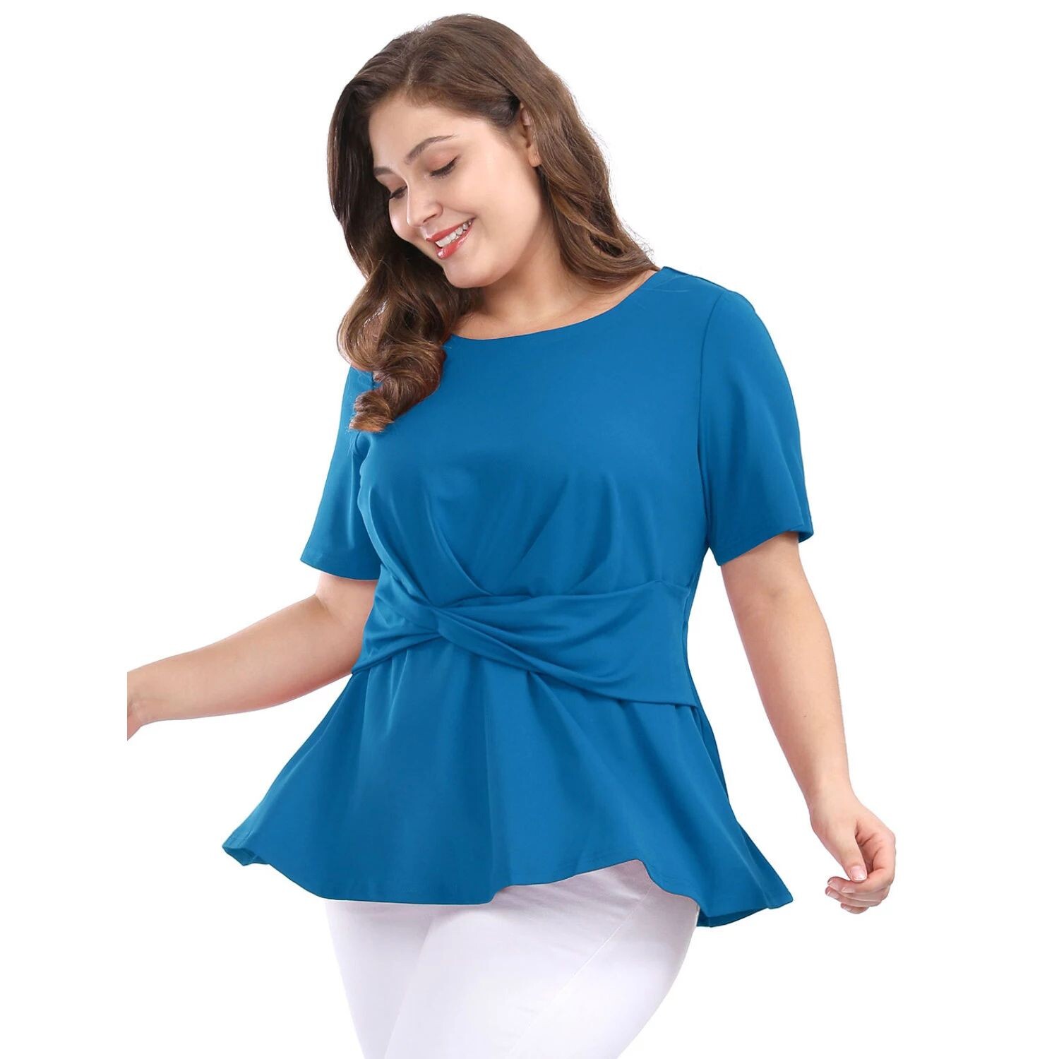 Женский летний однотонный топ с баской и узлом на талии больших размеров с короткими рукавами Agnes Orinda, черный/белый
Женский летний однотонный топ с баской и узлом на талии больших размеров с короткими рукавами Agnes Orinda, черный/белый