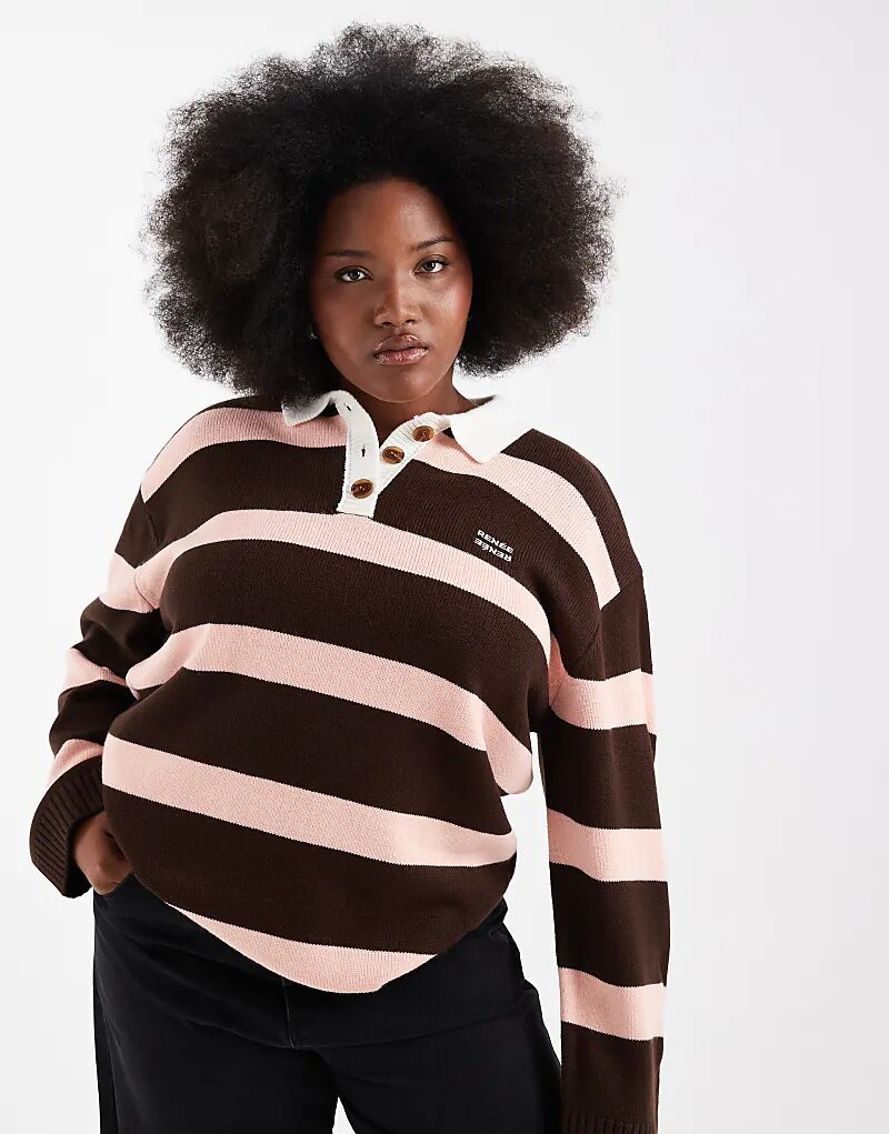 Эксклюзивный трикотажный регбийный топ Renee Studio Plus с воротником в розово-бордовую полоску
Эксклюзивный трикотажный регбийный топ Renee Studio Plus с воротником в розово-бордовую полоску