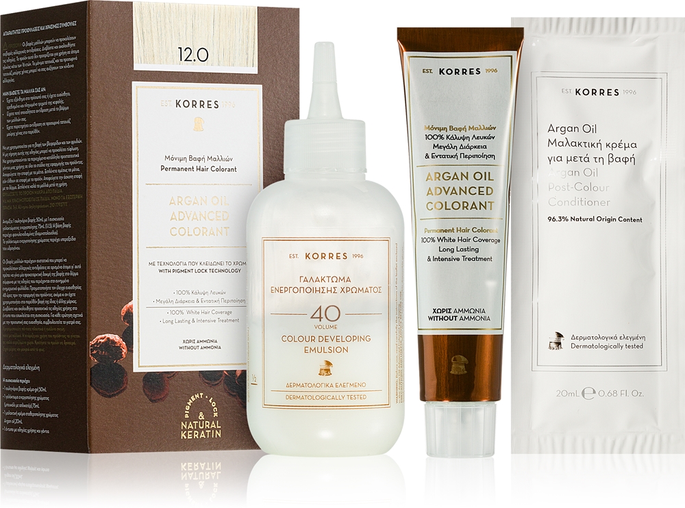 Стойкая краска для волос с аргановым маслом Korres, atspalvis 12.0 special blonde 50 мл
Стойкая краска для волос с аргановым маслом Korres, atspalvis 12.0 special blonde 50 мл