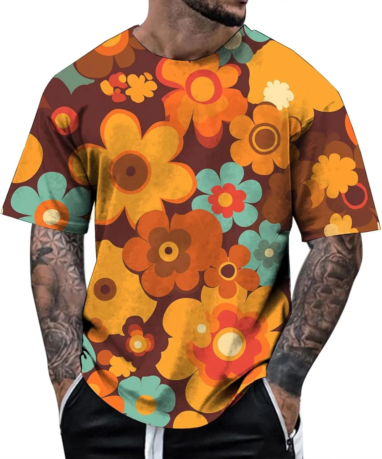 Мужская летняя футболка Casual с цветочным принтом
Мужская летняя футболка Casual с цветочным принтом