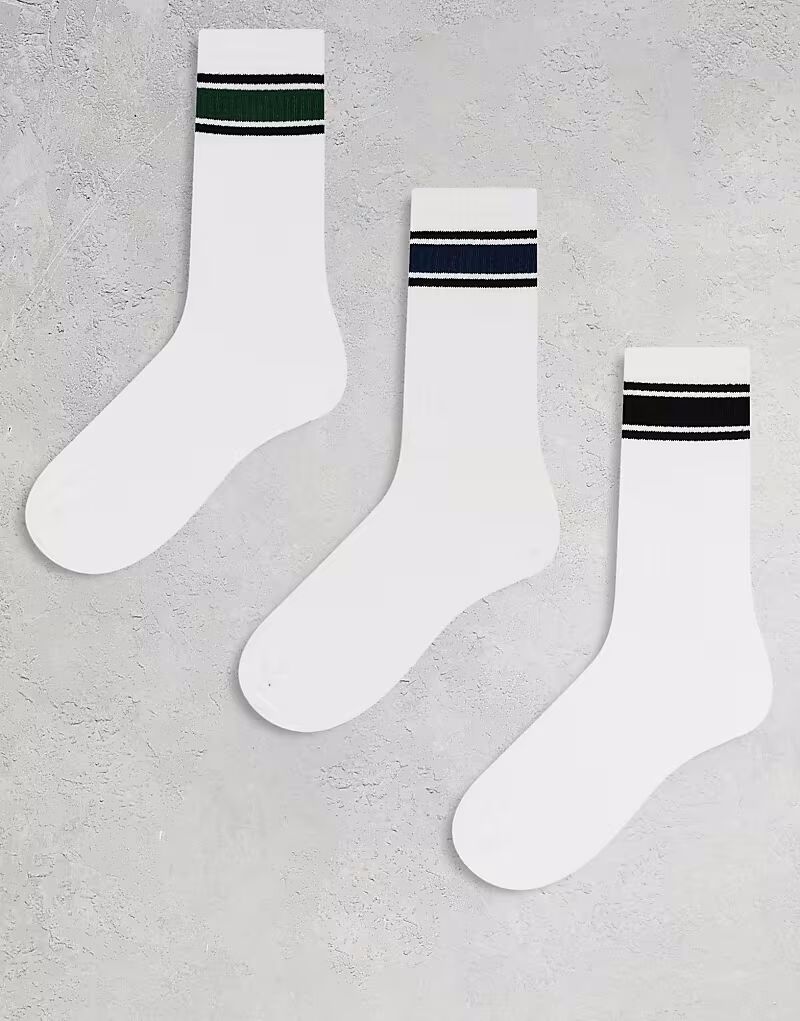 Комплект из 3 пар полосатых носков Bershka белого цвета
Комплект из 3 пар полосатых носков Bershka белого цвета