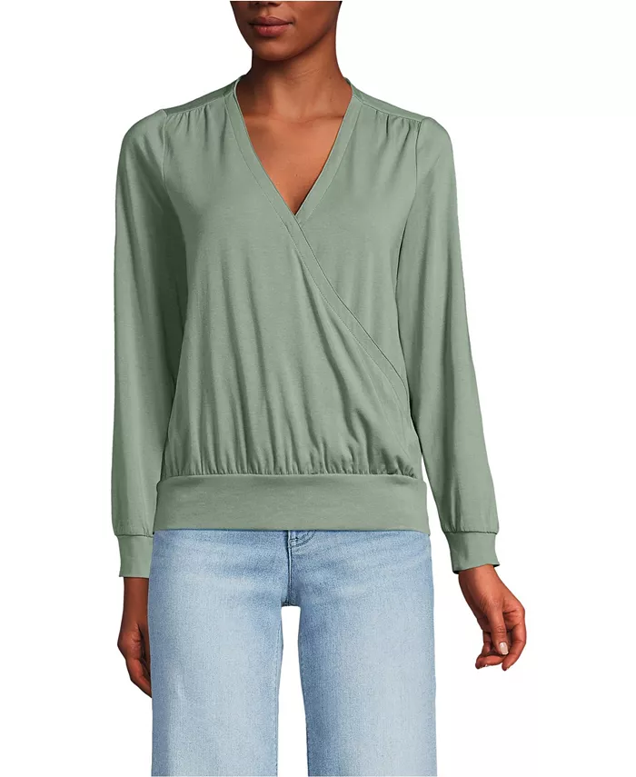 Женская блуза с длинным рукавом из легкого джерси с запахом Lands' End, зеленый
Женская блуза с длинным рукавом из легкого джерси с запахом Lands' End, зеленый