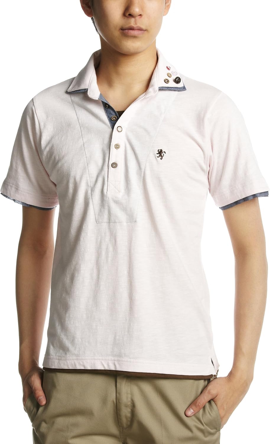 Поло с двумя воротниками и множеством пуговиц, из фактурной ткани Pincponc, розовый
Поло с двумя воротниками и множеством пуговиц, из фактурной ткани Pincponc, розовый