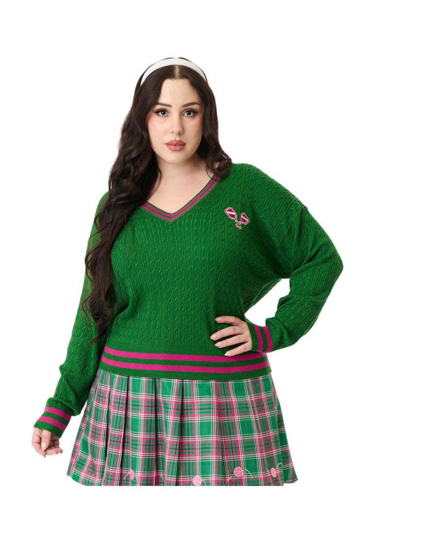 Свитер больших размеров со спущенными плечами Smak Parlour, Green/pink
Свитер больших размеров со спущенными плечами Smak Parlour, Green/pink