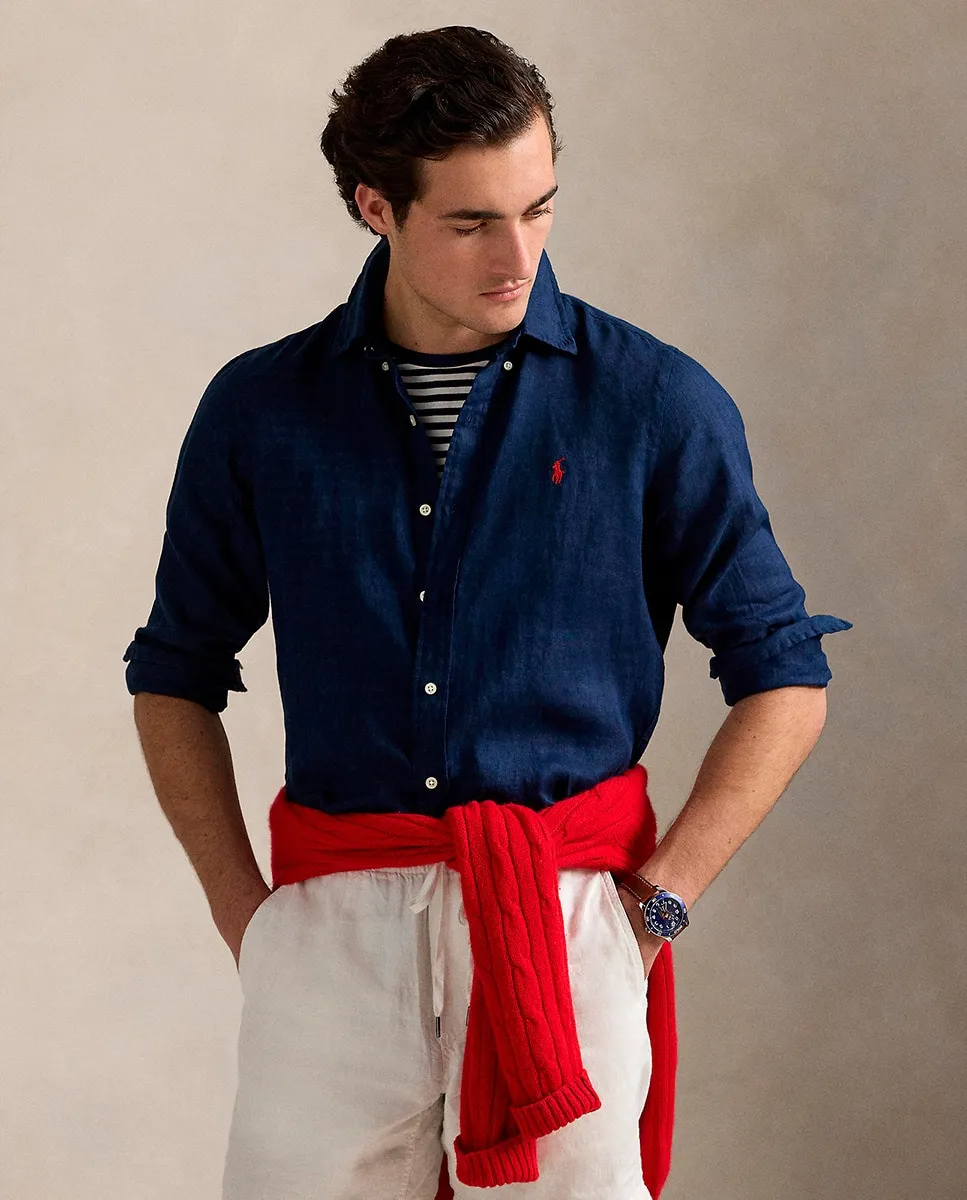 Мужская льняная рубашка, стандартный крой Polo Ralph Lauren, тёмно-синий
Мужская льняная рубашка, стандартный крой Polo Ralph Lauren, тёмно-синий