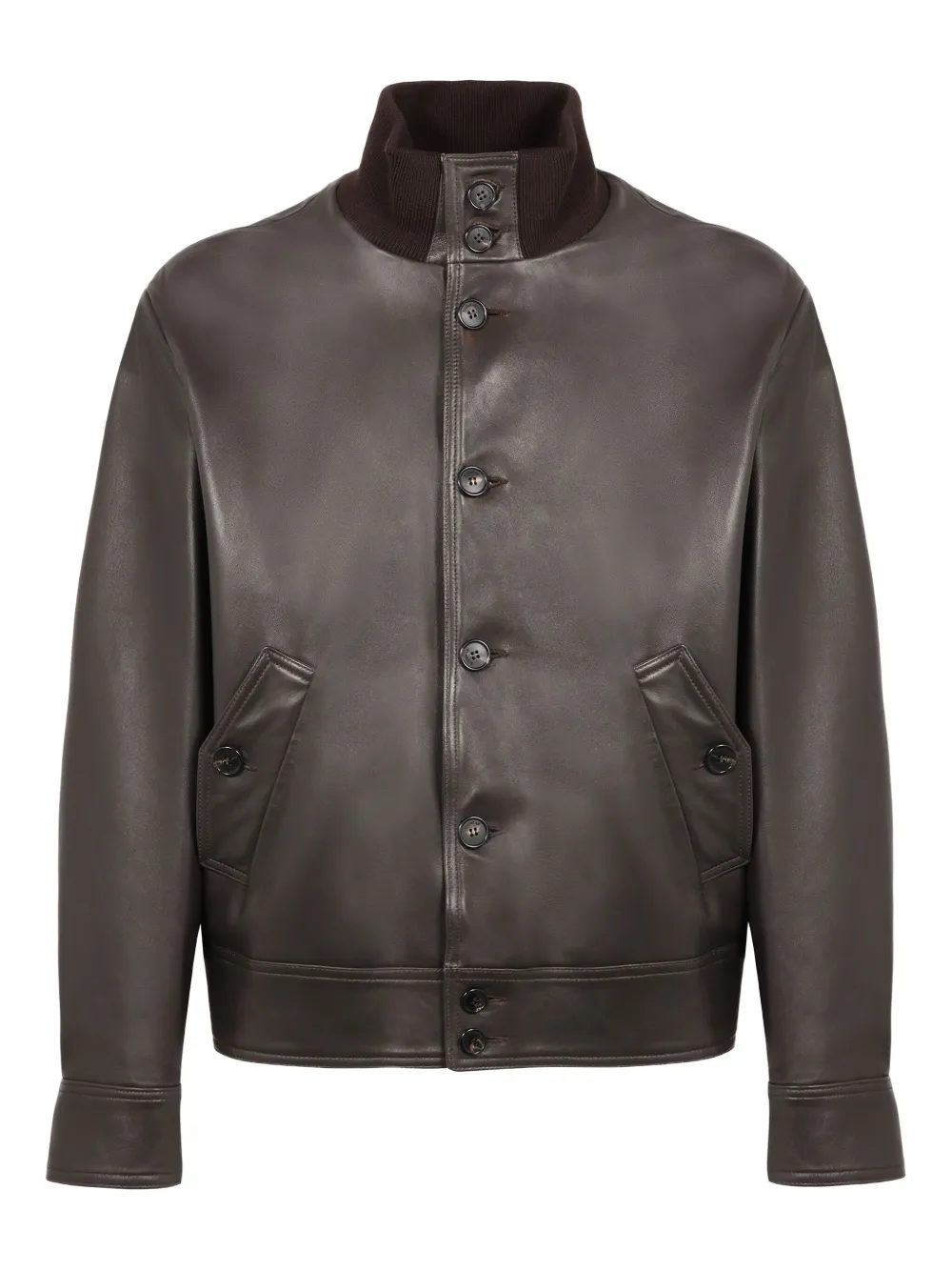 Кожаная куртка с ребристым воротником slowear, коричневый
Кожаная куртка с ребристым воротником slowear, коричневый