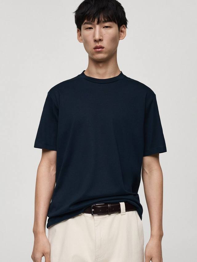 Футболка из плотного хлопка обычной посадки Mango, темно-синий
Футболка из плотного хлопка обычной посадки Mango, темно-синий