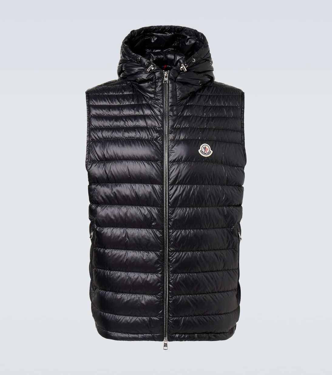 Стеганый пуховый жилет Moncler, черный 
Стеганый пуховый жилет Moncler, черный