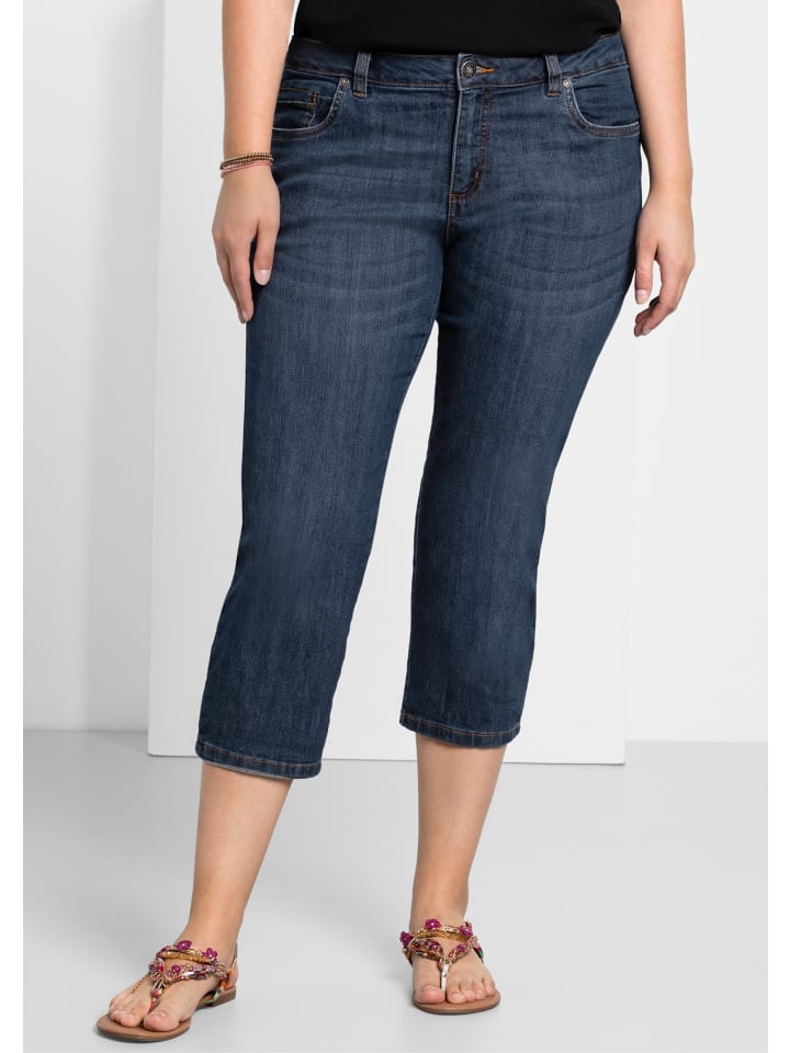 Тканевые шорты sheego, темно-синий деним
Тканевые шорты sheego, темно-синий деним