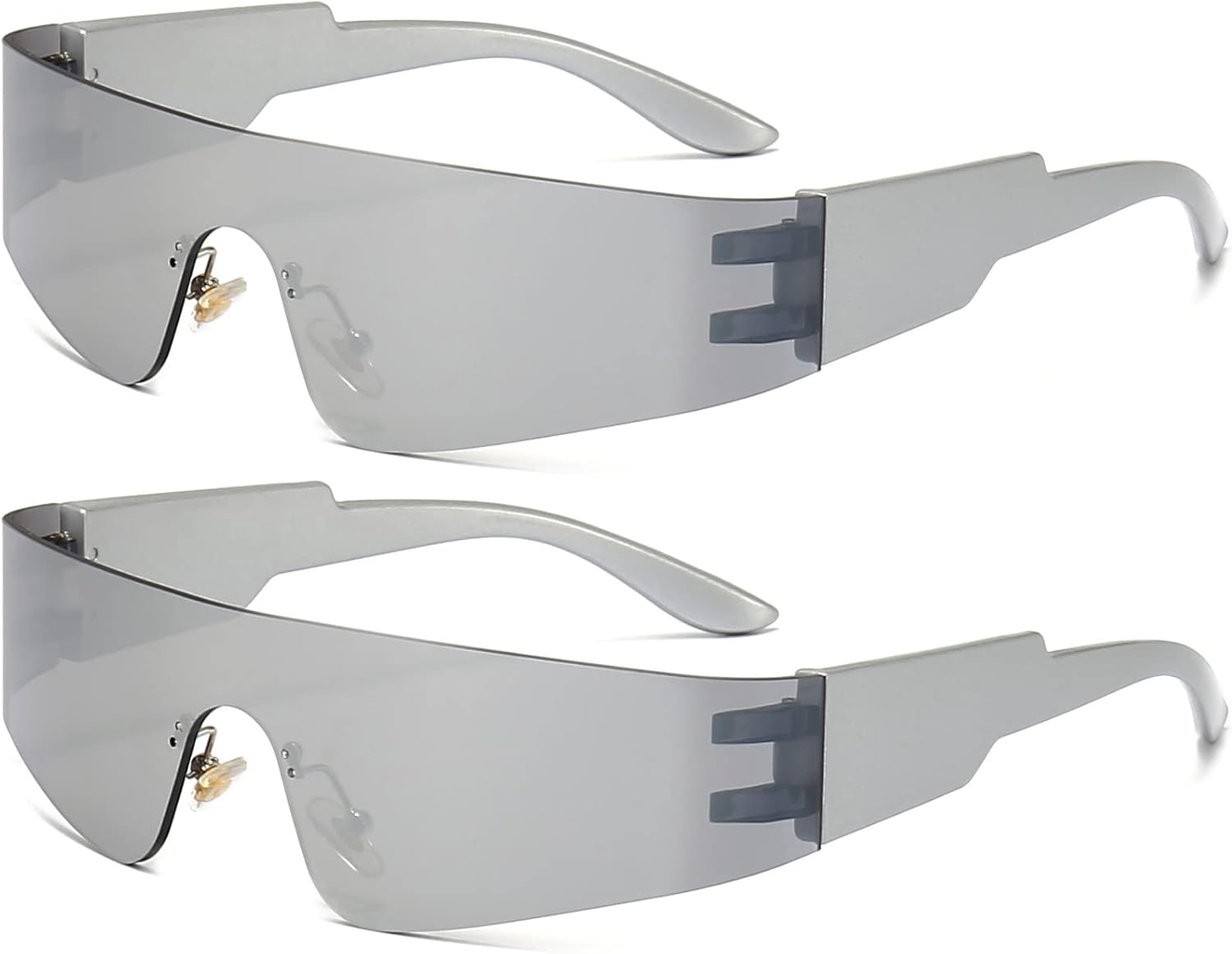 AIEYEZO Современные модные безободковые футуристические солнцезащитные очки с обтекаемой формой для женщин и мужчин в стиле киберпанк. Модные солнцезащитные очки будущего, 2 Pack (Silver Mirrored + Silver Mirrored)
AIEYEZO Современные модные безободковые футуристические солнцезащитные очки с обтекаемой формой для женщин и мужчин в стиле киберпанк. Модные солнцезащитные очки будущего, 2 Pack (Silver Mirrored + Silver Mirrored)