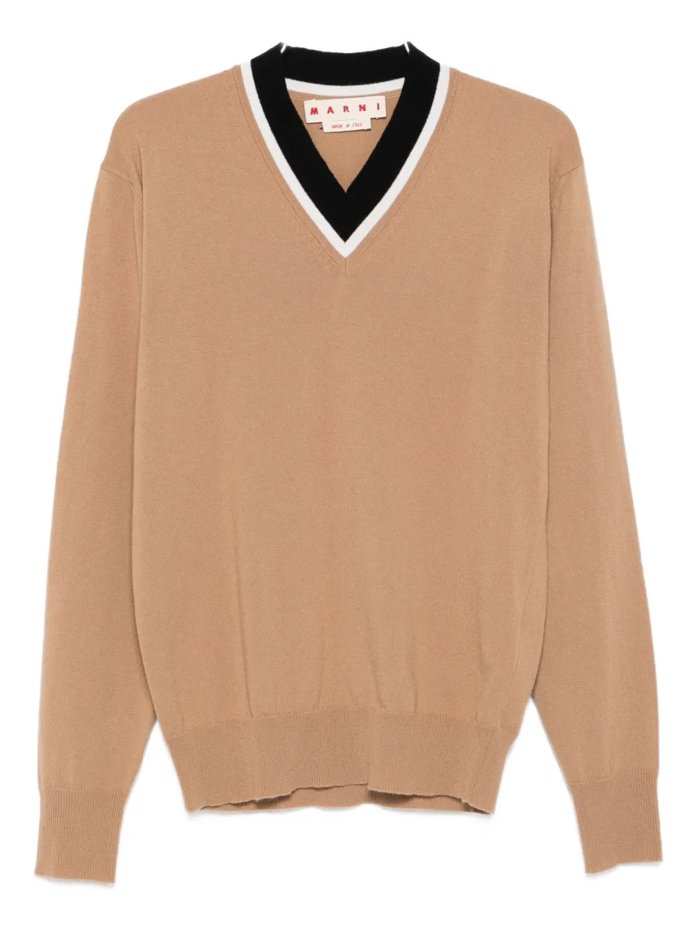 Шерстяной свитер с V-образным вырезом Marni, нейтральный
Шерстяной свитер с V-образным вырезом Marni, нейтральный