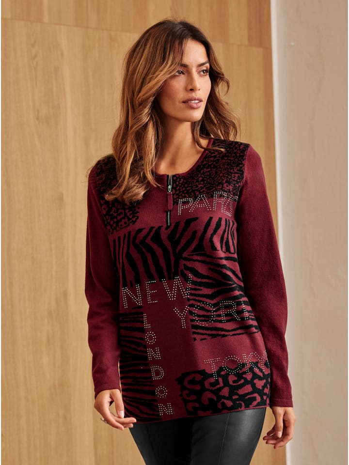 Свитер с круглым вырезом бордового и черного цветов с узором WITT WEIDEN
Свитер с круглым вырезом бордового и черного цветов с узором WITT WEIDEN