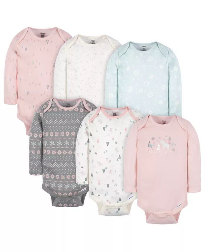Боди с длинными рукавами для девочек, 6 шт. в упаковке Gerber, розовый
Боди с длинными рукавами для девочек, 6 шт. в упаковке Gerber, розовый