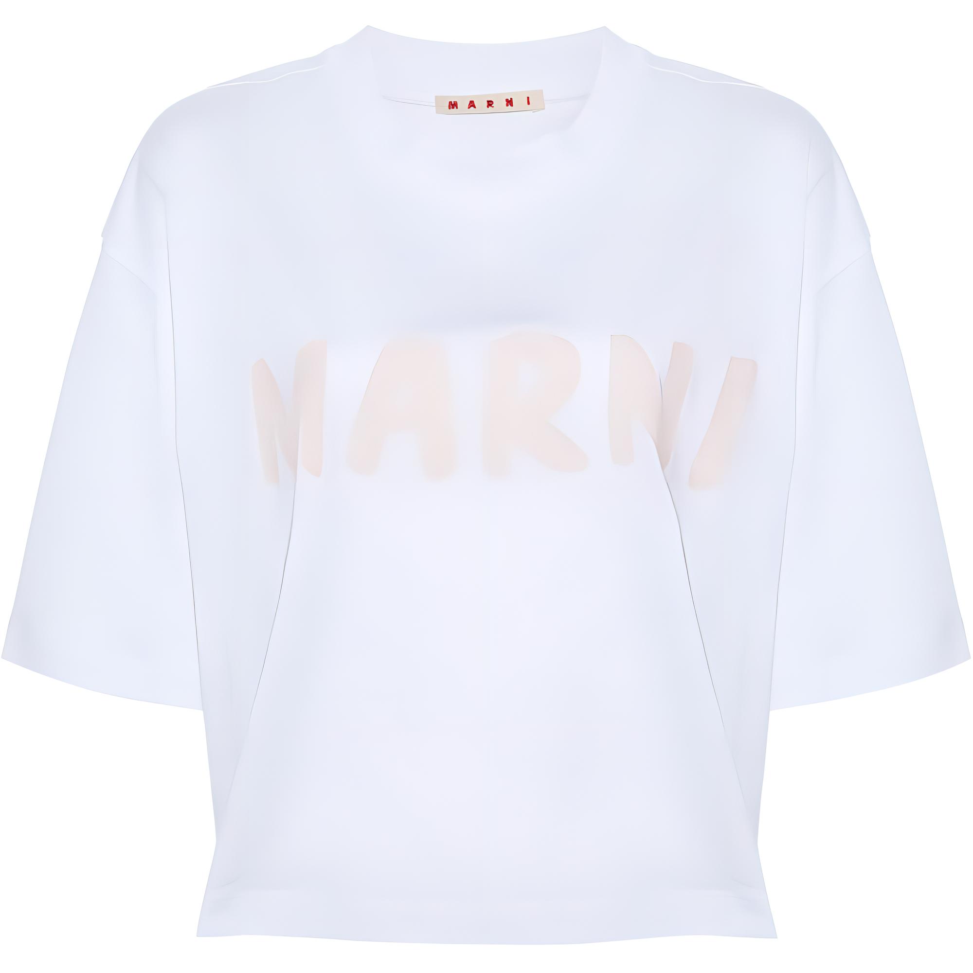 Обрезанная футболка из органического хлопка MARNI, оптический белый цвет
Обрезанная футболка из органического хлопка MARNI, оптический белый цвет