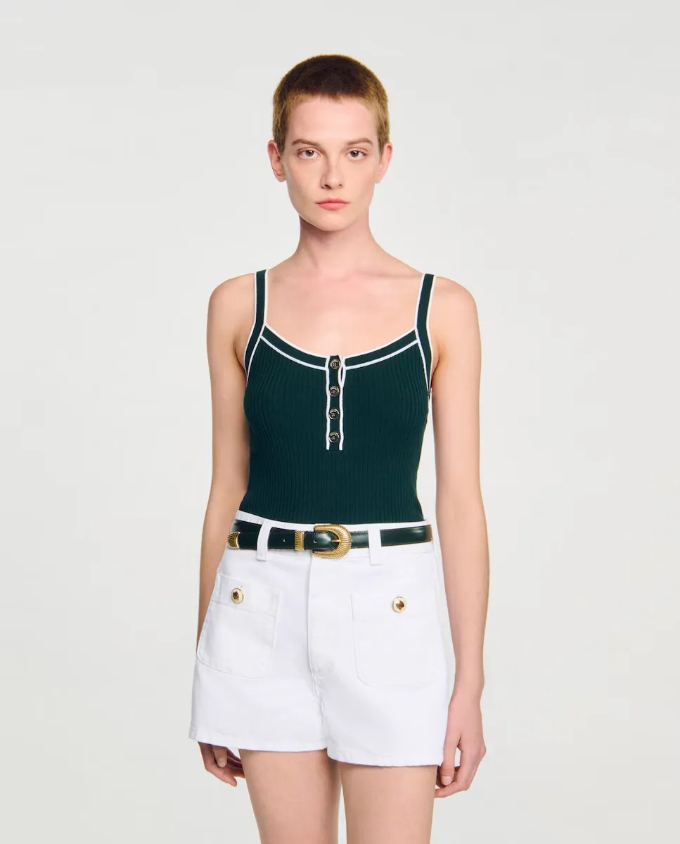 Женский топ на бретелях двухцветный Sandro, зеленый
Женский топ на бретелях двухцветный Sandro, зеленый