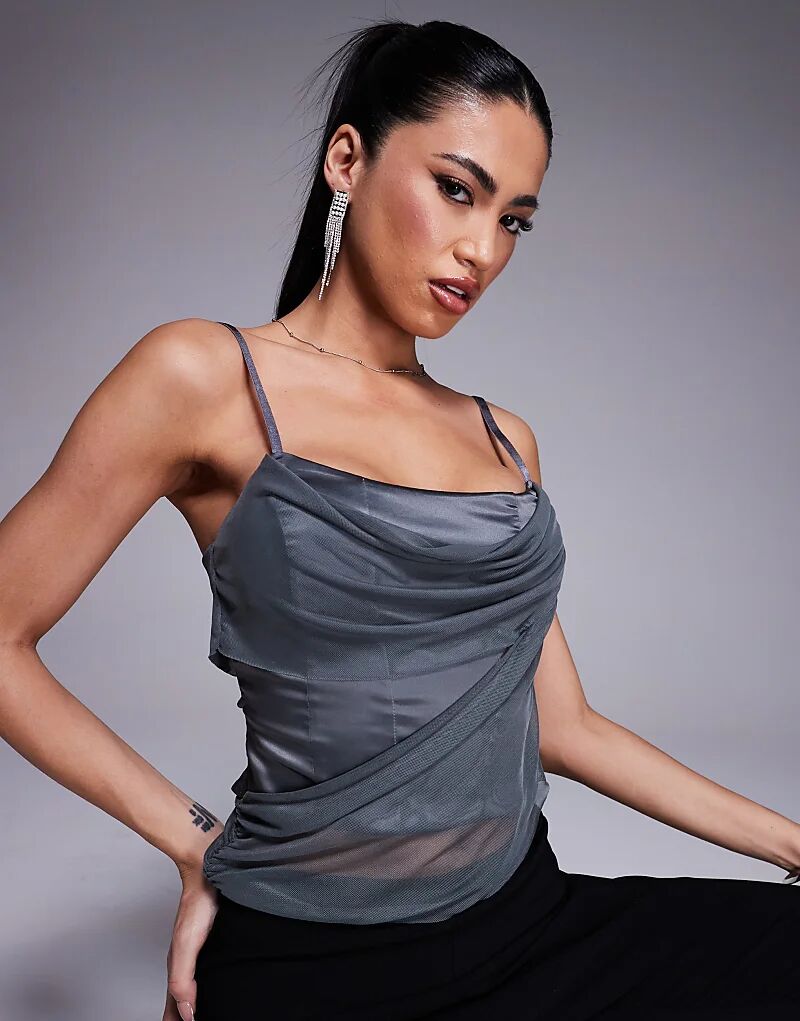 Топ на бретельках из смеси сетки и атласа с драпировкой, угольного цвета ASOS DESIGN
Топ на бретельках из смеси сетки и атласа с драпировкой, угольного цвета ASOS DESIGN