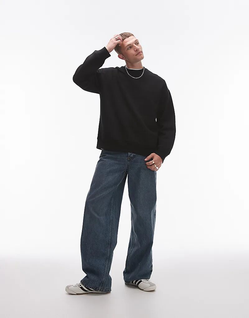 Толстовка свободного кроя черного цвета Topman 
Толстовка свободного кроя черного цвета Topman