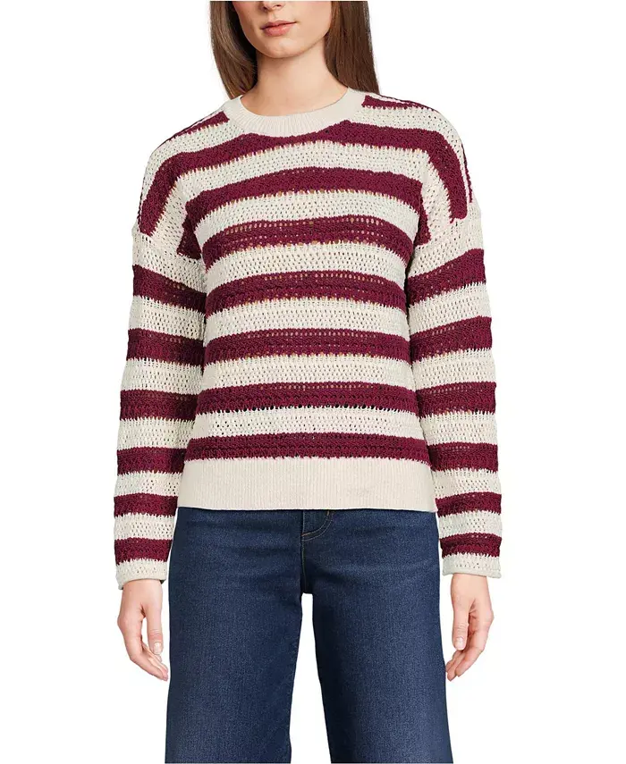 Женский свитер с круглым вырезом из хлопковой смеси Lands' End, белый
Женский свитер с круглым вырезом из хлопковой смеси Lands' End, белый