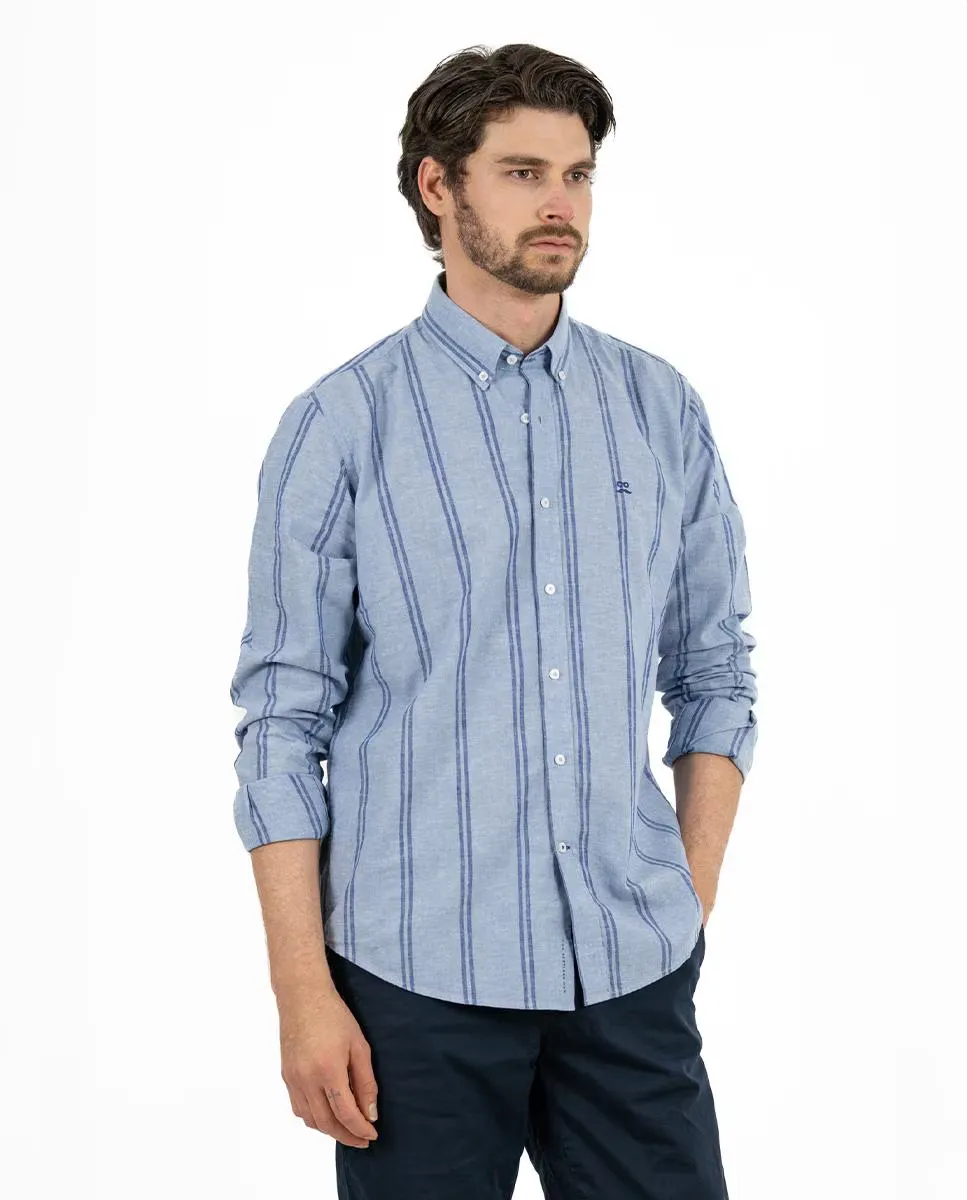 Мужская полосатая рубашка из хлопка, прямого кроя Makarthy, синий 
Мужская полосатая рубашка из хлопка, прямого кроя Makarthy, синий