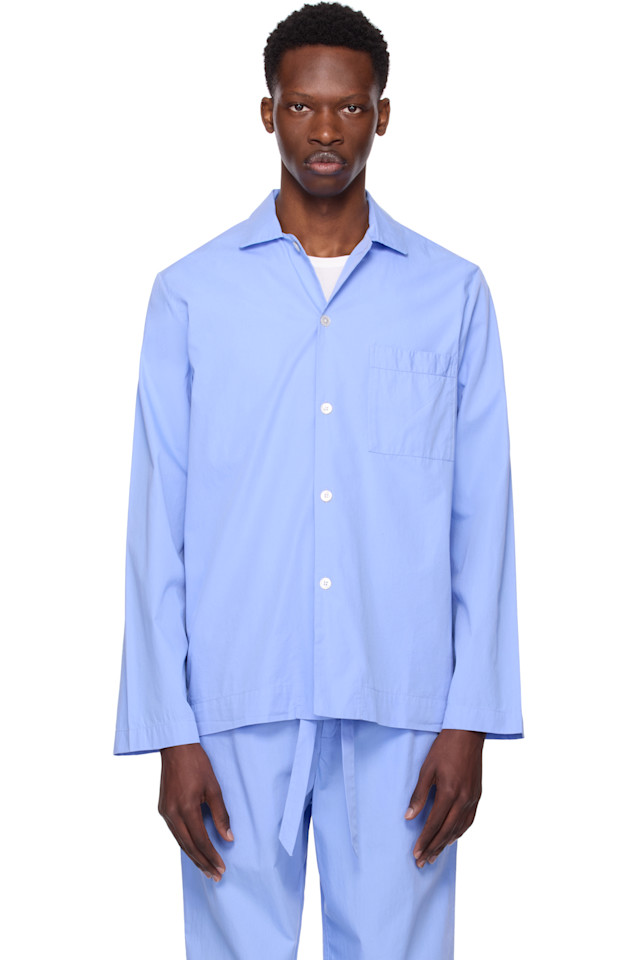 Поплиновая пижамная рубашка с длинным рукавом Tekla, синий
Поплиновая пижамная рубашка с длинным рукавом Tekla, синий