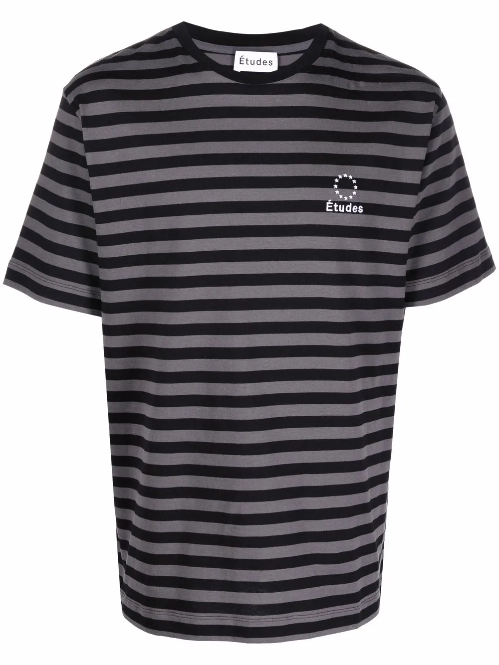 Полосатая футболка с вышитым логотипом Études Studio, серый 
Полосатая футболка с вышитым логотипом Études Studio, серый