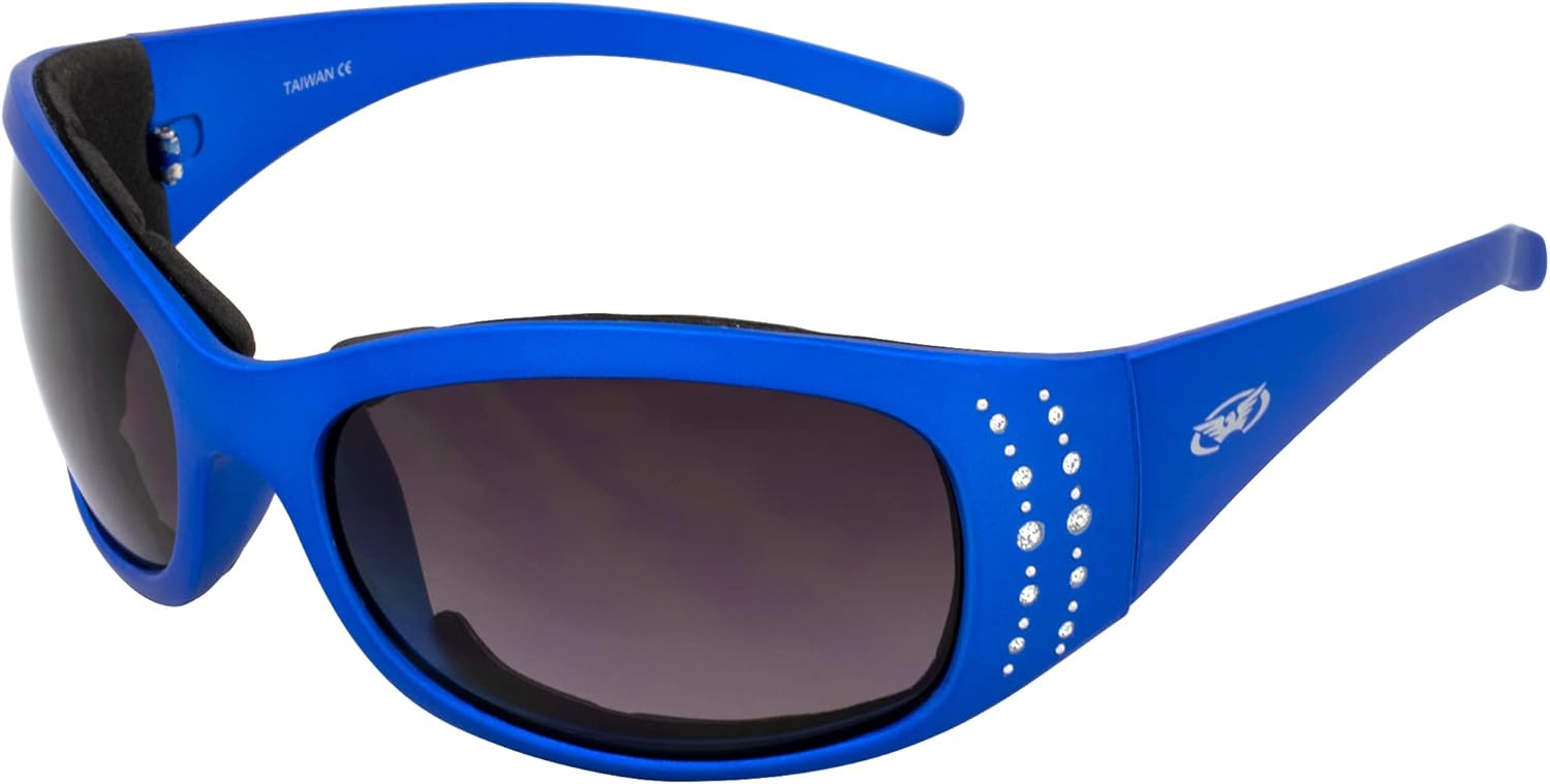 Солнцезащитные очки для езды на мотоцикле Epoch Eyewear Global Vision Marilyn 2 с мягкой подкладкой, металлическая оправа с блестящими стразами и градиентными дымчатыми линзами, Smoke
Солнцезащитные очки для езды на мотоцикле Epoch Eyewear Global Vision Marilyn 2 с мягкой подкладкой, металлическая оправа с блестящими стразами и градиентными дымчатыми линзами, Smoke