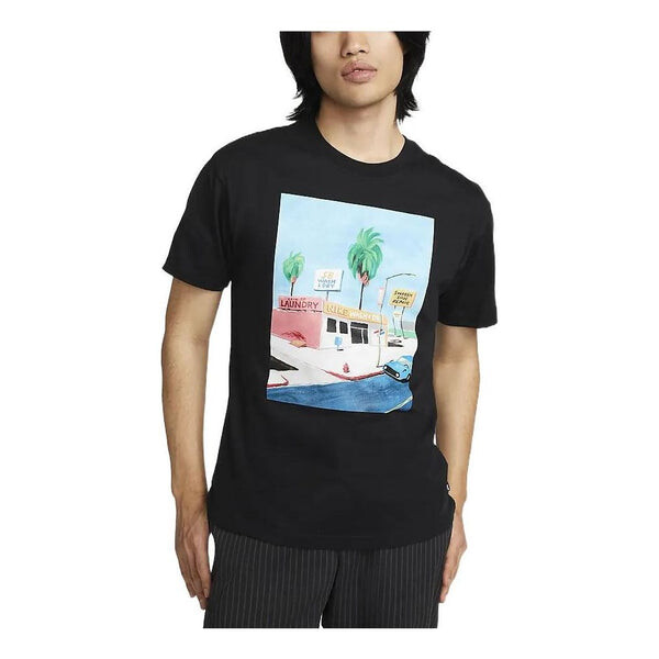 Футболка Nike SB Skateboard Cartoon landscape Pattern Skateboard Round Neck Short Sleeve Black, мультиколор 
Футболка Nike SB Skateboard Cartoon landscape Pattern Skateboard Round Neck Short Sleeve Black, мультиколор