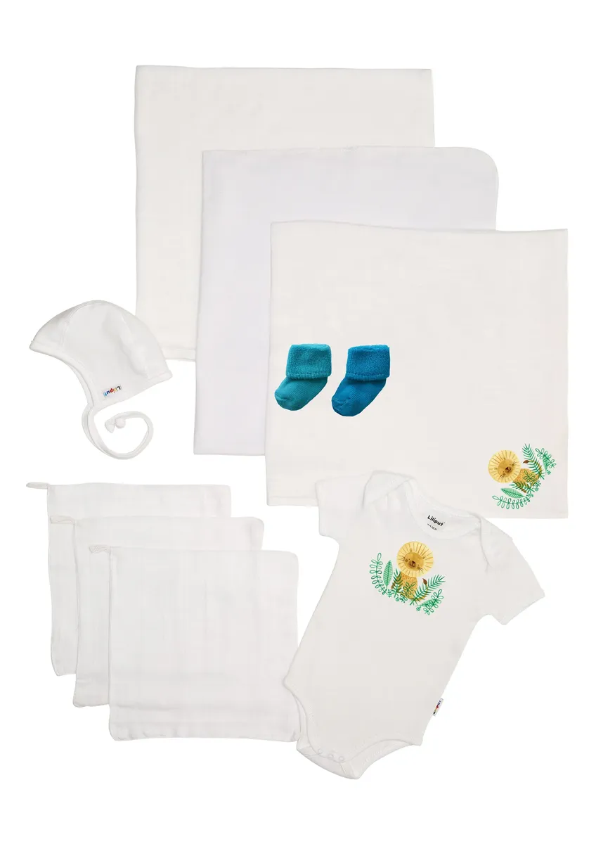 Пакет начального оснащения Liliput "Джунгли" с милым изображением льва, белый
Пакет начального оснащения Liliput "Джунгли" с милым изображением льва, белый