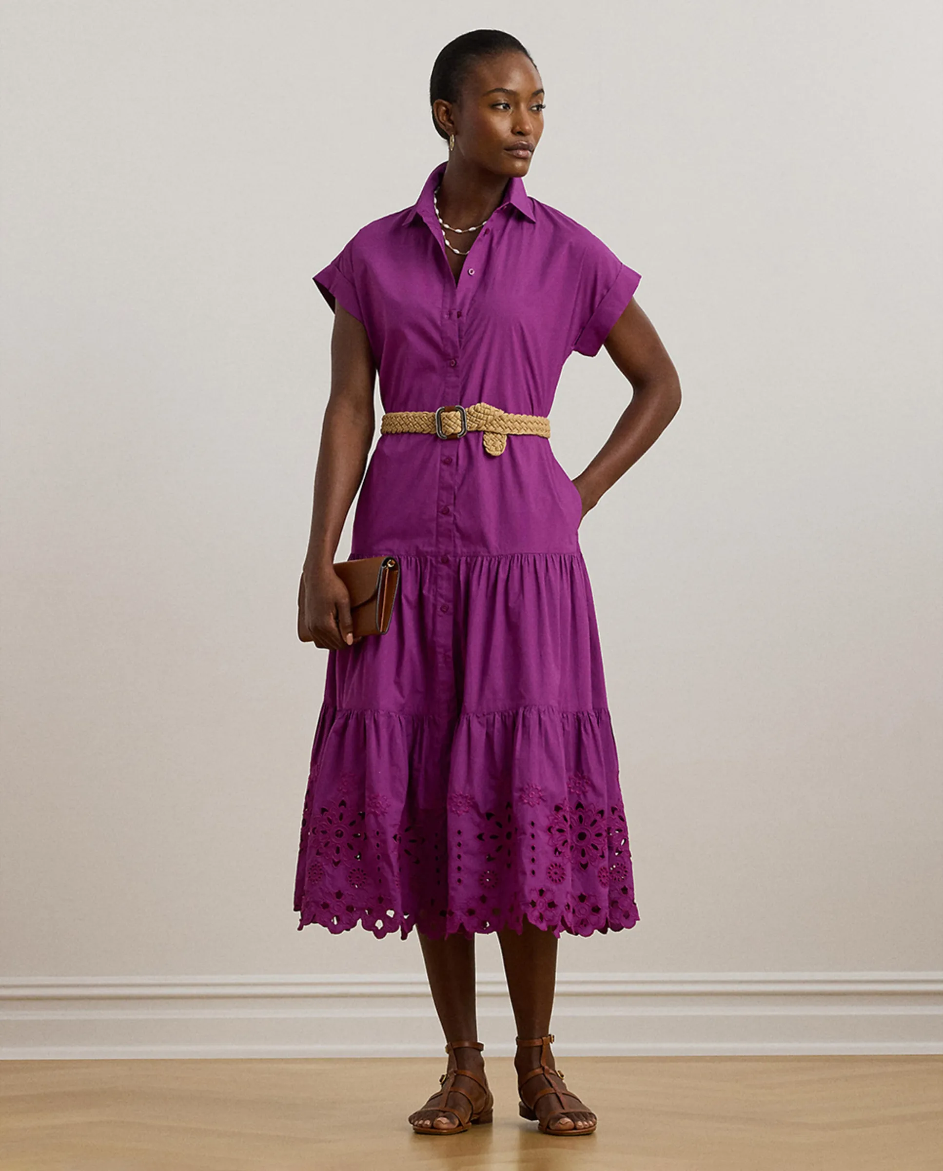 Рубашечное платье с воланами и поясом Lauren Ralph Lauren, фиолетовый
Рубашечное платье с воланами и поясом Lauren Ralph Lauren, фиолетовый