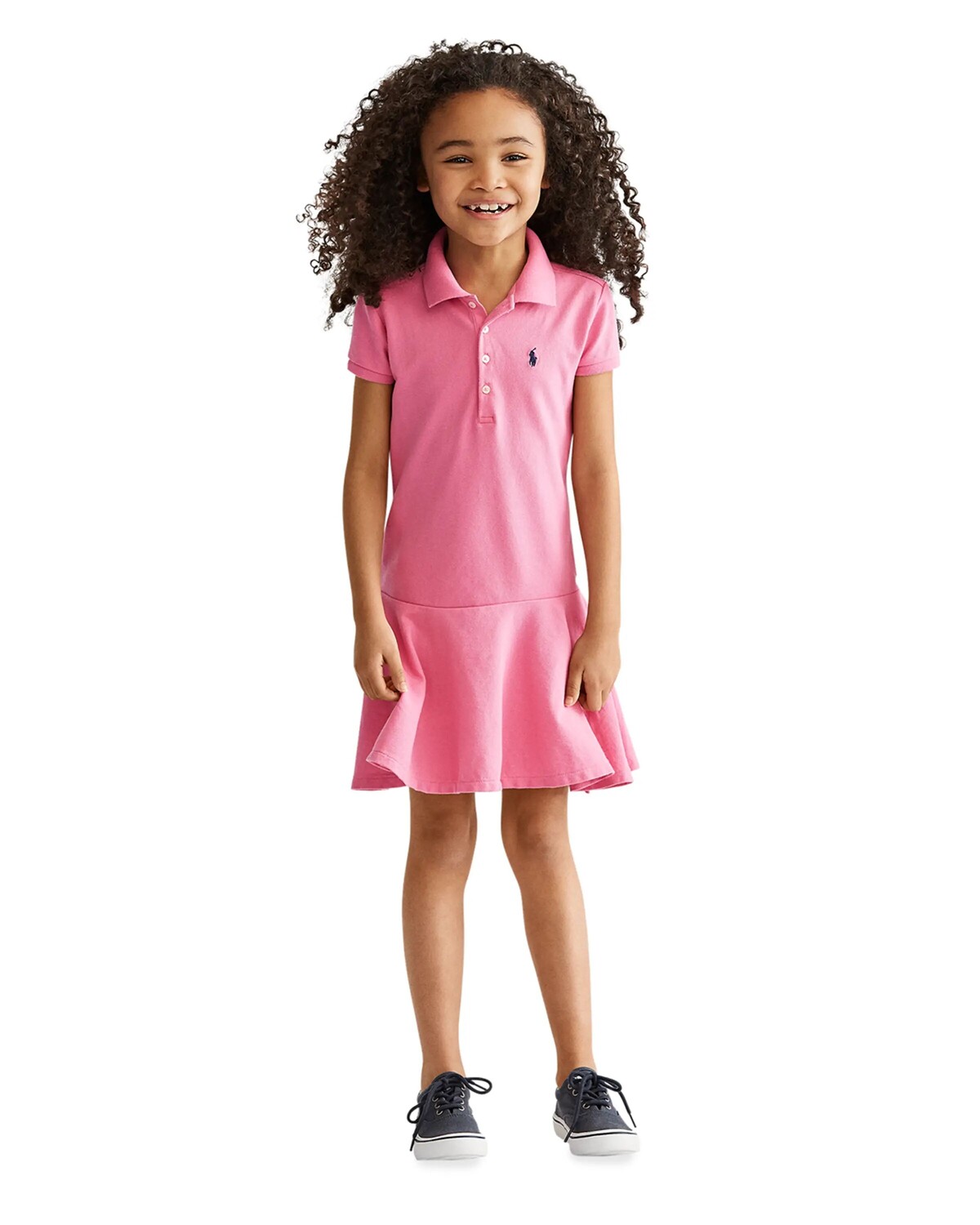 Платье-поло из эластичной хлопковой сетки для девочек, размеры 2–6X Ralph Lauren Childrenswear, цвет Baja Pink