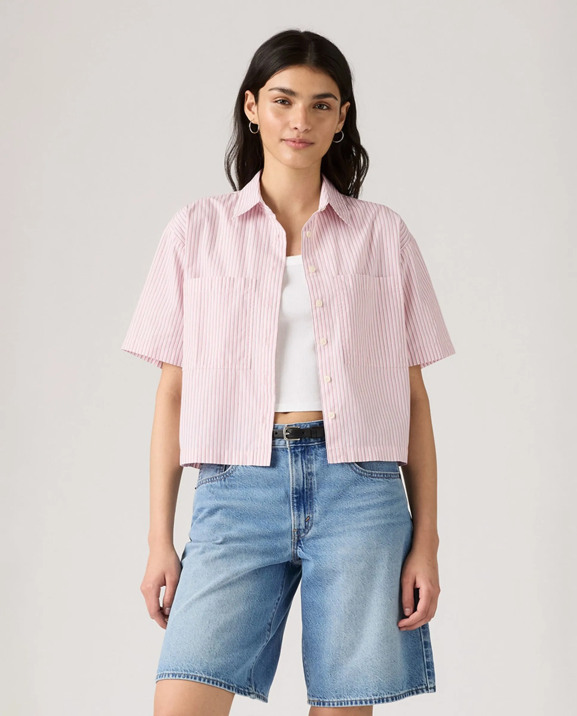 Женская укороченная рубашка с коротким рукавом Levi'S, розовый 
Женская укороченная рубашка с коротким рукавом Levi'S, розовый