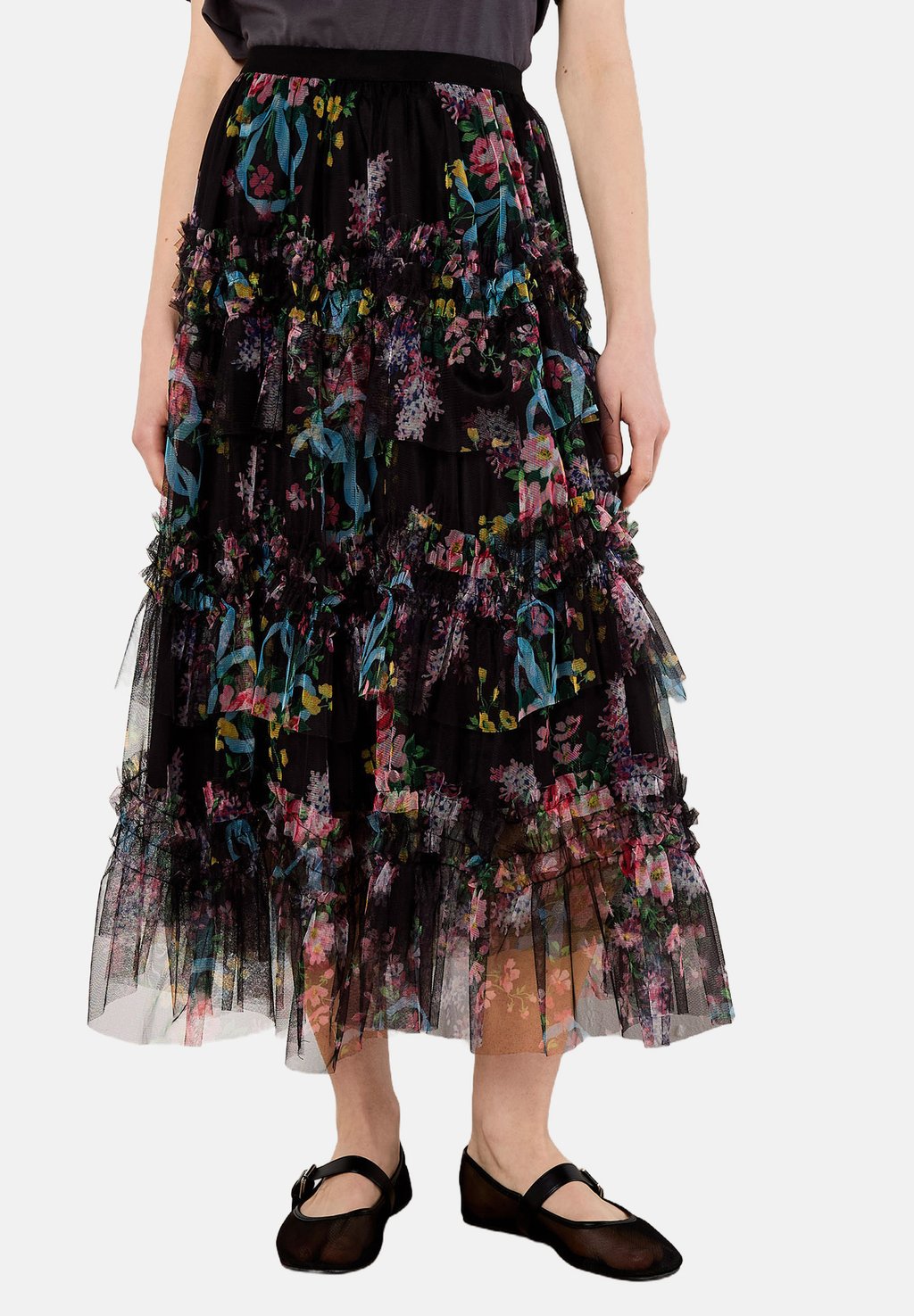 Юбка плиссированная FLORAL TIERED - Maxi skirt Apricot, черный 
Юбка плиссированная FLORAL TIERED - Maxi skirt Apricot, черный