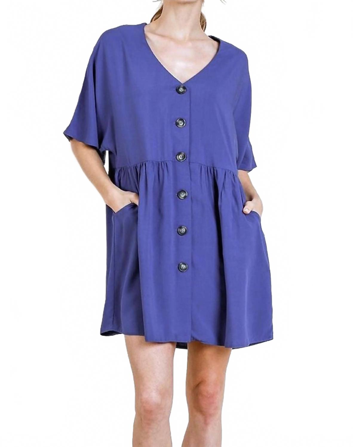 Платье-бэбидолл с карманами в сиреневом и голубом цветах Umgee 
Платье-бэбидолл с карманами в сиреневом и голубом цветах Umgee