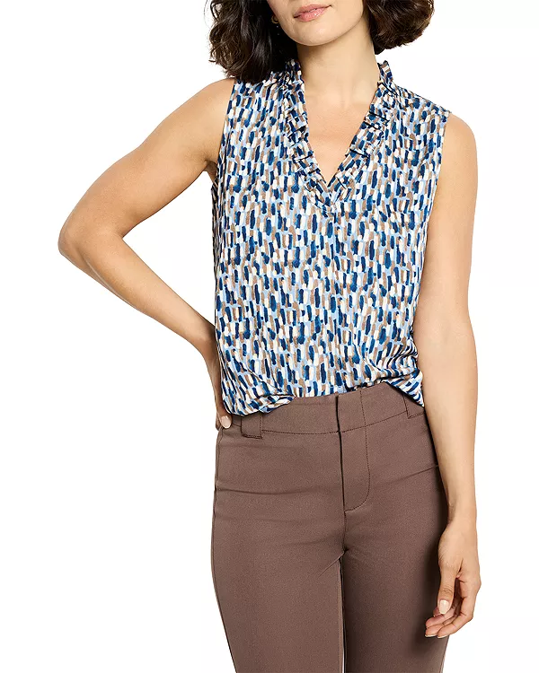 Топ с оборками, выполненный в технике мазков кисти. Nic+Zoe, синий
Топ с оборками, выполненный в технике мазков кисти. Nic+Zoe, синий