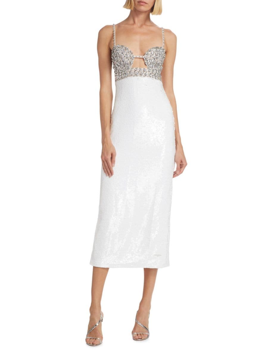 Платье миди с бисером и пайетками PatBO, белый
Платье миди с бисером и пайетками PatBO, белый