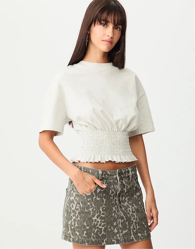 Футболка Stradivarius со сборкой сверху, серый меланж
Футболка Stradivarius со сборкой сверху, серый меланж