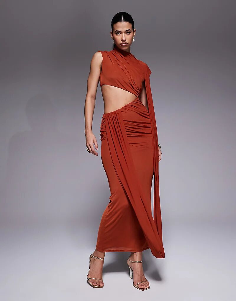 Платье макси с сетчатой драпировкой и вырезами цвета ржавчины от ASOS DESIGN
Платье макси с сетчатой драпировкой и вырезами цвета ржавчины от ASOS DESIGN