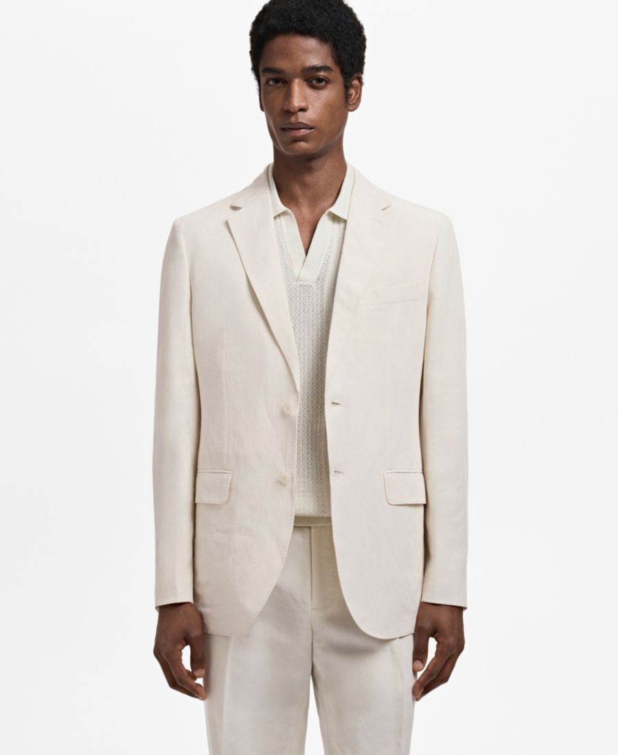 Мужской приталенный пиджак из льна и лиоцелла MANGO, Ecru
Мужской приталенный пиджак из льна и лиоцелла MANGO, Ecru