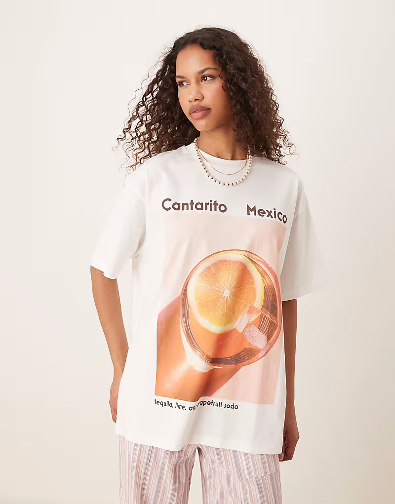 Футболка свободного кроя ASOS DESIGN с принтом мексиканского коктейля кремового цвета
Футболка свободного кроя ASOS DESIGN с принтом мексиканского коктейля кремового цвета