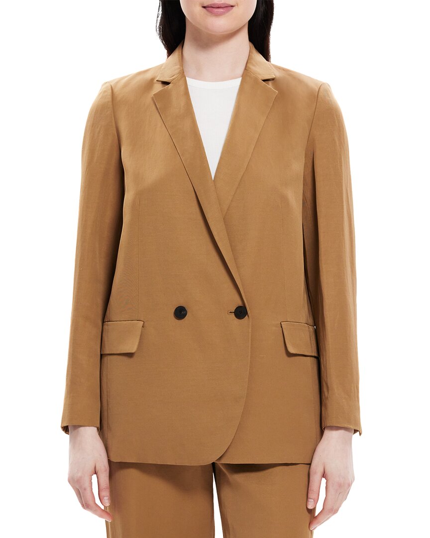 Theory Двубортный блейзер из льняной ткани, цвет tan
Theory Двубортный блейзер из льняной ткани, цвет tan