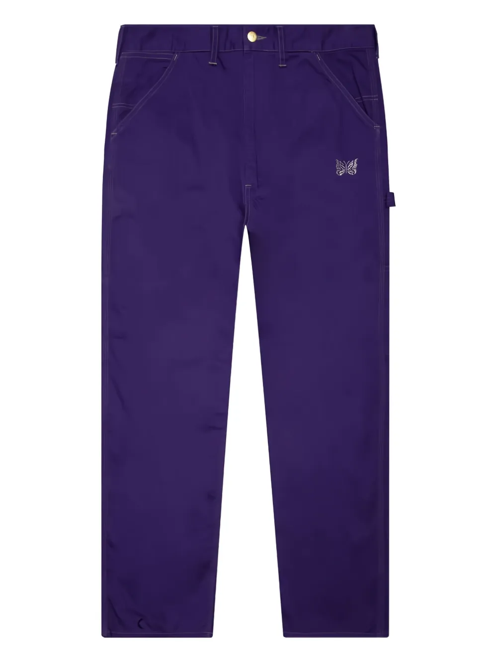 Брюки из твила с вышитыми бабочками Needles, фиолетовый 
Брюки из твила с вышитыми бабочками Needles, фиолетовый