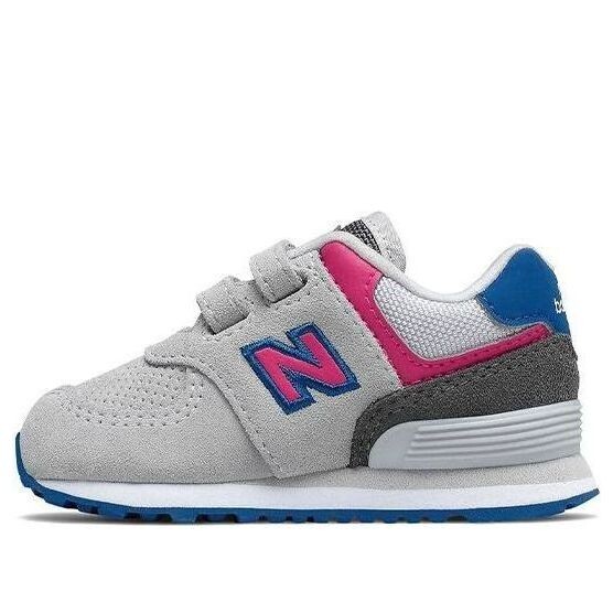 Кроссовки на липучке 574 серо-розовые для малышей New Balance, серый 
Кроссовки на липучке 574 серо-розовые для малышей New Balance, серый