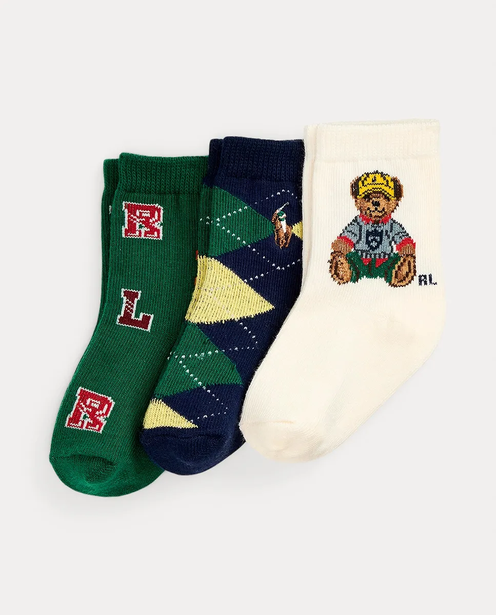 Набор из 3 носков для малышей с медвежонком Поло Polo Ralph Lauren, мультиколор
Набор из 3 носков для малышей с медвежонком Поло Polo Ralph Lauren, мультиколор
