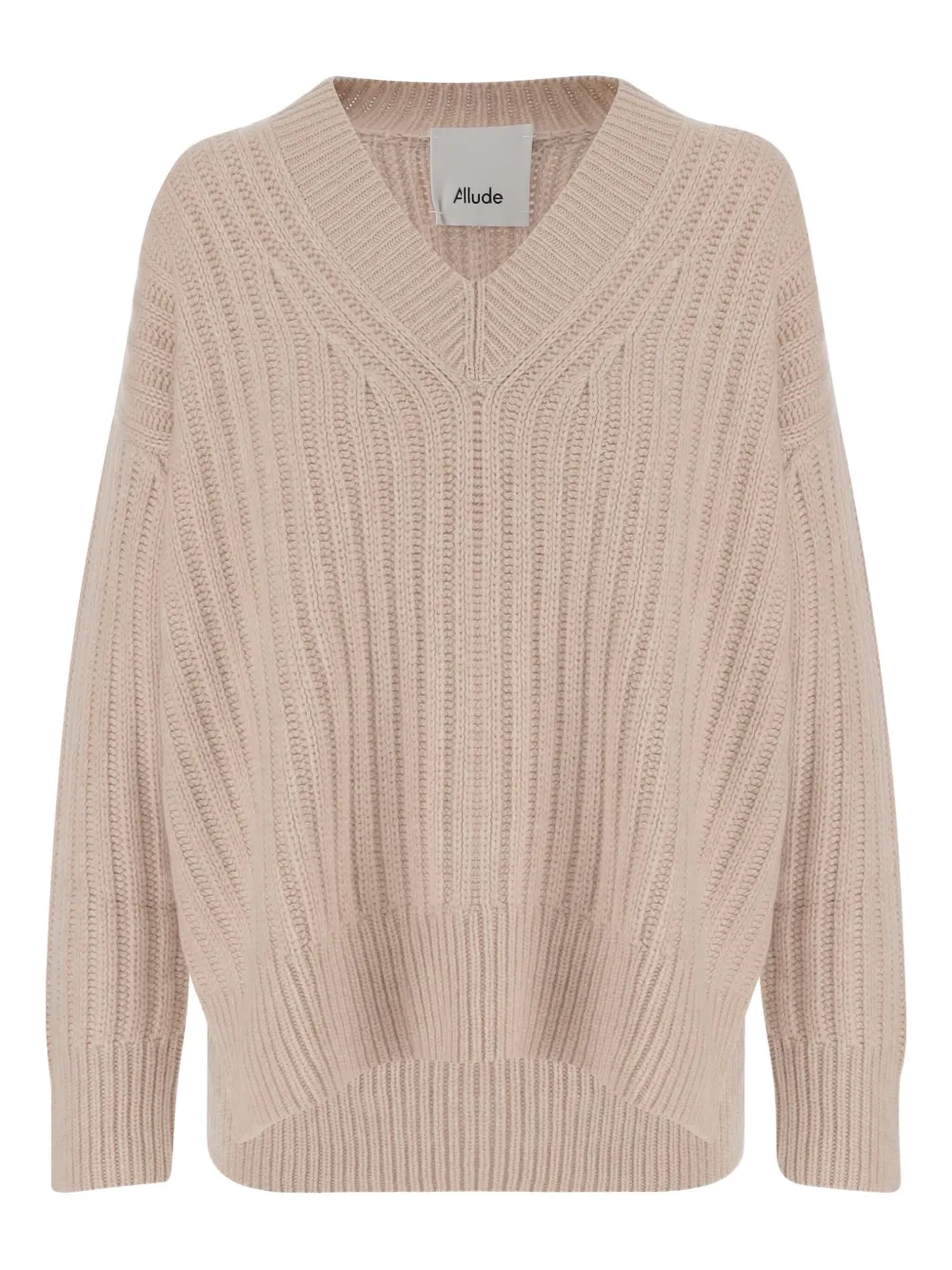 Кашемировый свитер в рубчик с V-образным вырезом ALLUDE, нейтральный
Кашемировый свитер в рубчик с V-образным вырезом ALLUDE, нейтральный