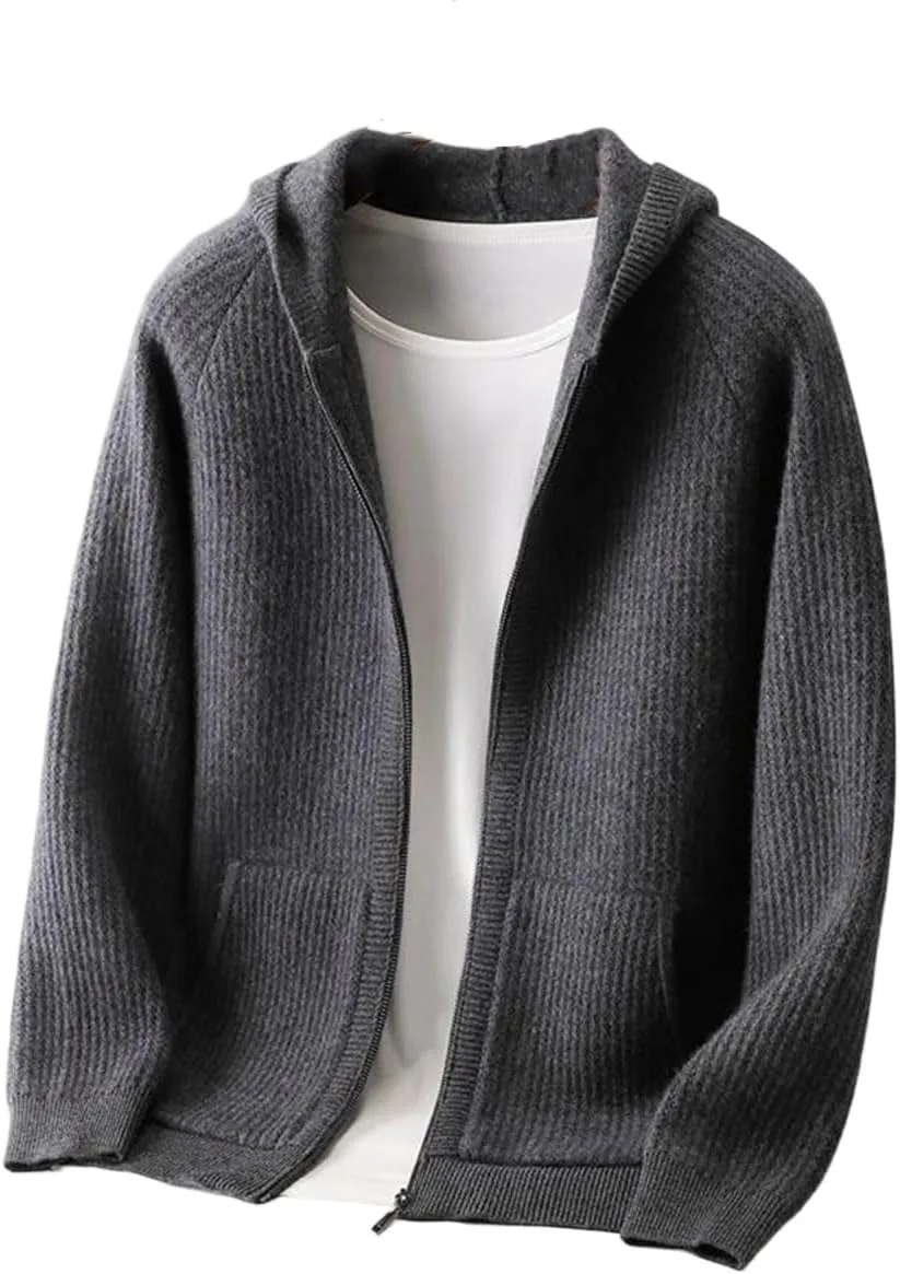 Мужской худи на молнии вязаный свитер
Мужской худи на молнии вязаный свитер