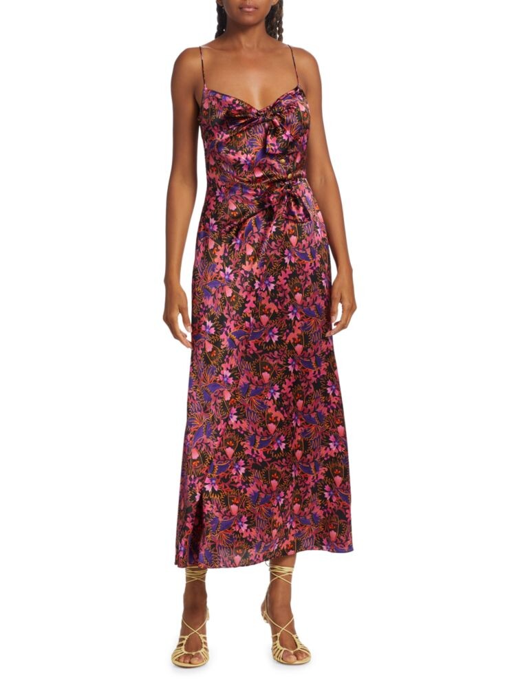 Шелковое платье миди Penelope с цветочным принтом Saloni, розовый
Шелковое платье миди Penelope с цветочным принтом Saloni, розовый