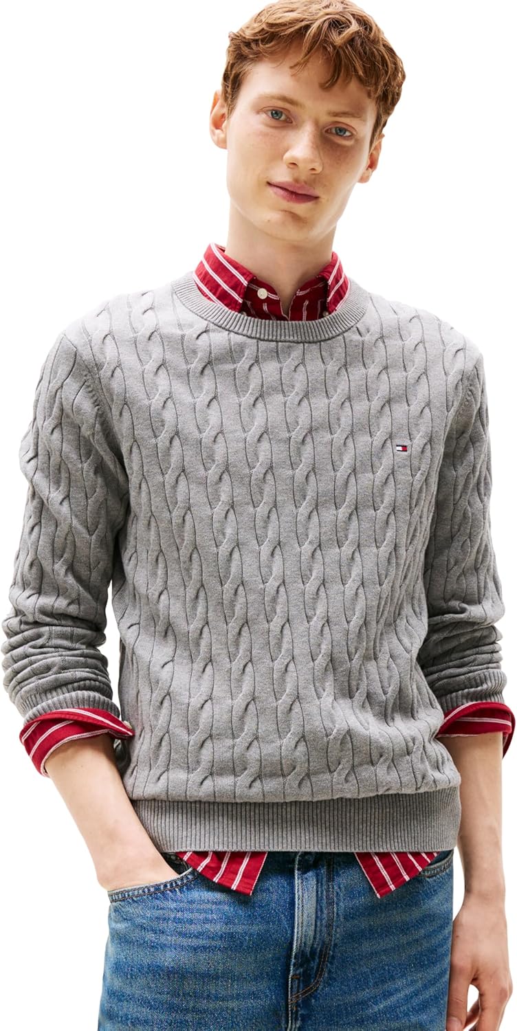 Мужской свитер Tommy Hilfiger Cable Knit Crewneck, легкий пуловер, Medium Grey Heather
Мужской свитер Tommy Hilfiger Cable Knit Crewneck, легкий пуловер, Medium Grey Heather