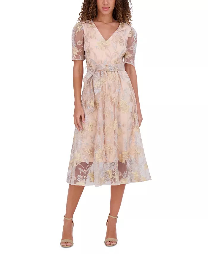 Женское миди-платье с вышивкой из сетки и поясом на завязках kensie, коричневый/бежевый
Женское миди-платье с вышивкой из сетки и поясом на завязках kensie, коричневый/бежевый