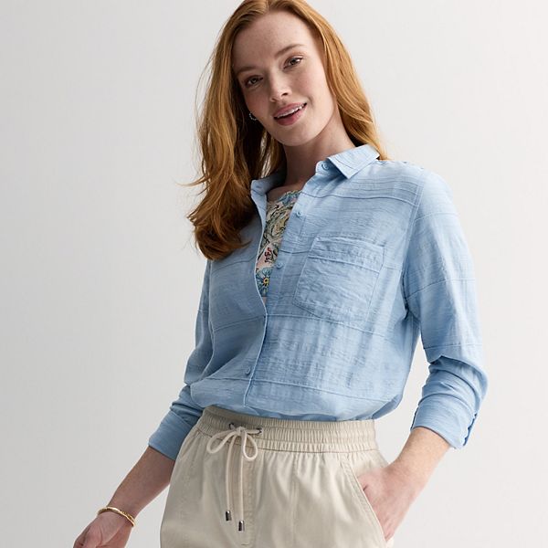 Женская блузка с длинным рукавом и воротником Croft & Barrow, Mystic Creek
Женская блузка с длинным рукавом и воротником Croft & Barrow, Mystic Creek